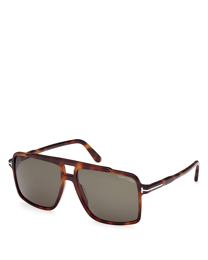 Tom Ford Kemp 59mm Navigator Sunglasses In Havana/green
