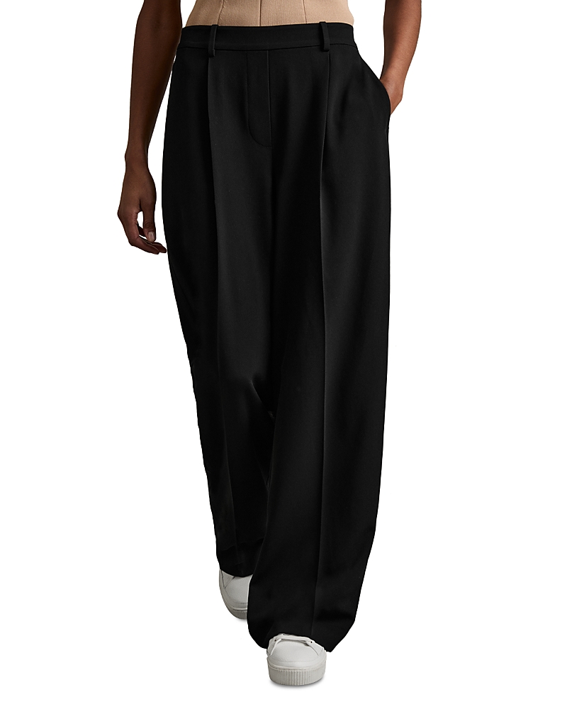 Reiss Petite Wide Leg Trousers In Black