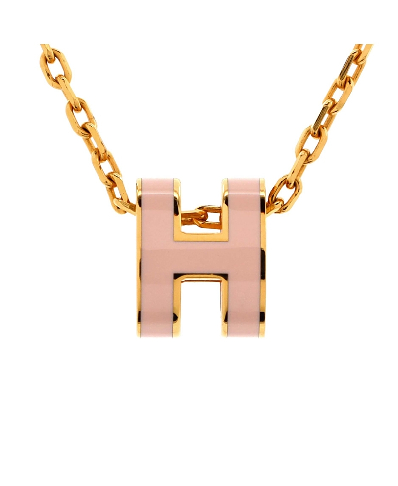 Pre-owned Pre-owned Hermes Hermes Pop H Pendant Chain Necklace Metal And Enamel In Enamel/gold Tone