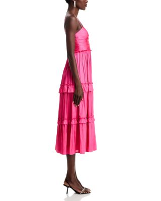 Ruched Ruffled Midi Dress - Exclusive