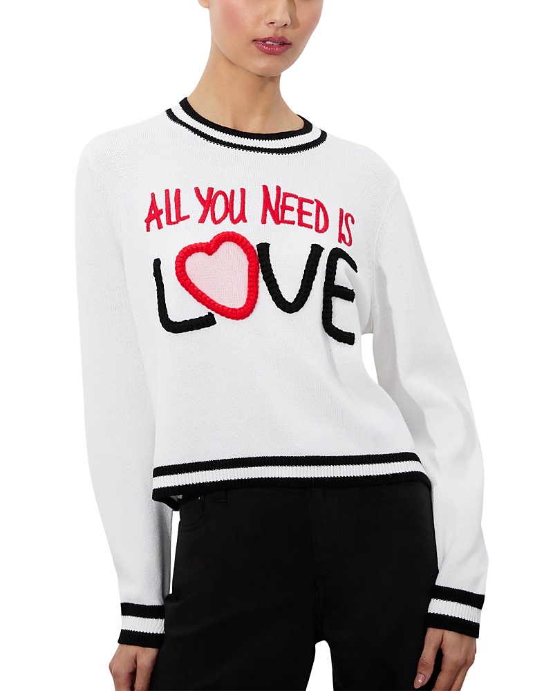 Alice And Olivia X The Beatles Rorie Wool-blend Pullover In Soft White Mutli