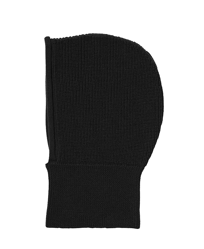 Hyer Goods Upcycled Merino Wool Ribbed Balaclava In Black