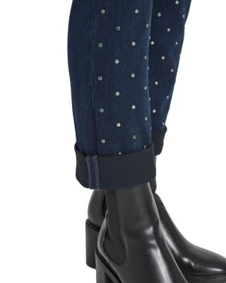 Studded High Rise Boyfriend Jeans in Indigo