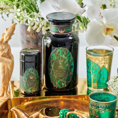 Emerald Cherry Blossom Pineapple Cream Green Tea in Violet Glass Apothecary Jar, 6 oz. 