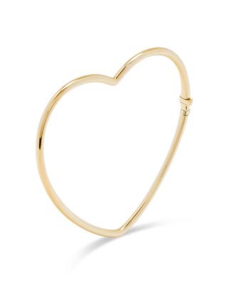 Yvonne Léon - 9K Yellow Gold Jonc Coeur Lisse Polished Heart Bangle Bracelet