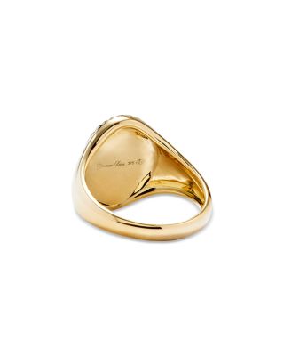 9K Yellow Gold Diamond & Malachite Oval Signet Ring