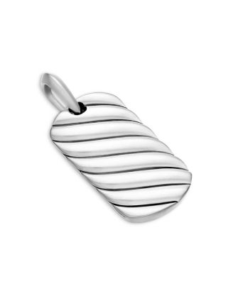 Men's Sculpted Cable Tag in Sterling Silver, 27mm