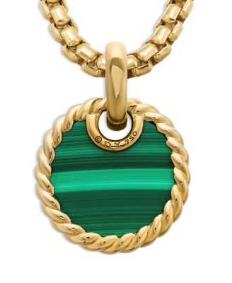 David Yurman - 18K Yellow Gold DY Elements&reg; Malachite Disc Pendant