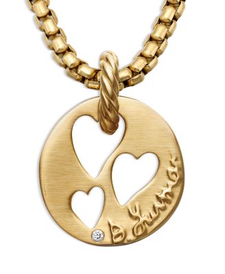 DY Elements&reg; Open Hearts Pendant in 18K Yellow Gold with Diamonds