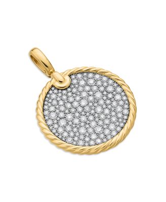 David Yurman - 18K Yellow Gold DY Elements&reg; Disc Pendant with Diamonds