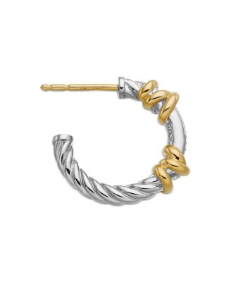 Petite Helena Wrap Hoop Earrings in Sterling Silver with 18K Yellow Gold and Diamonds, 0.11 tcw