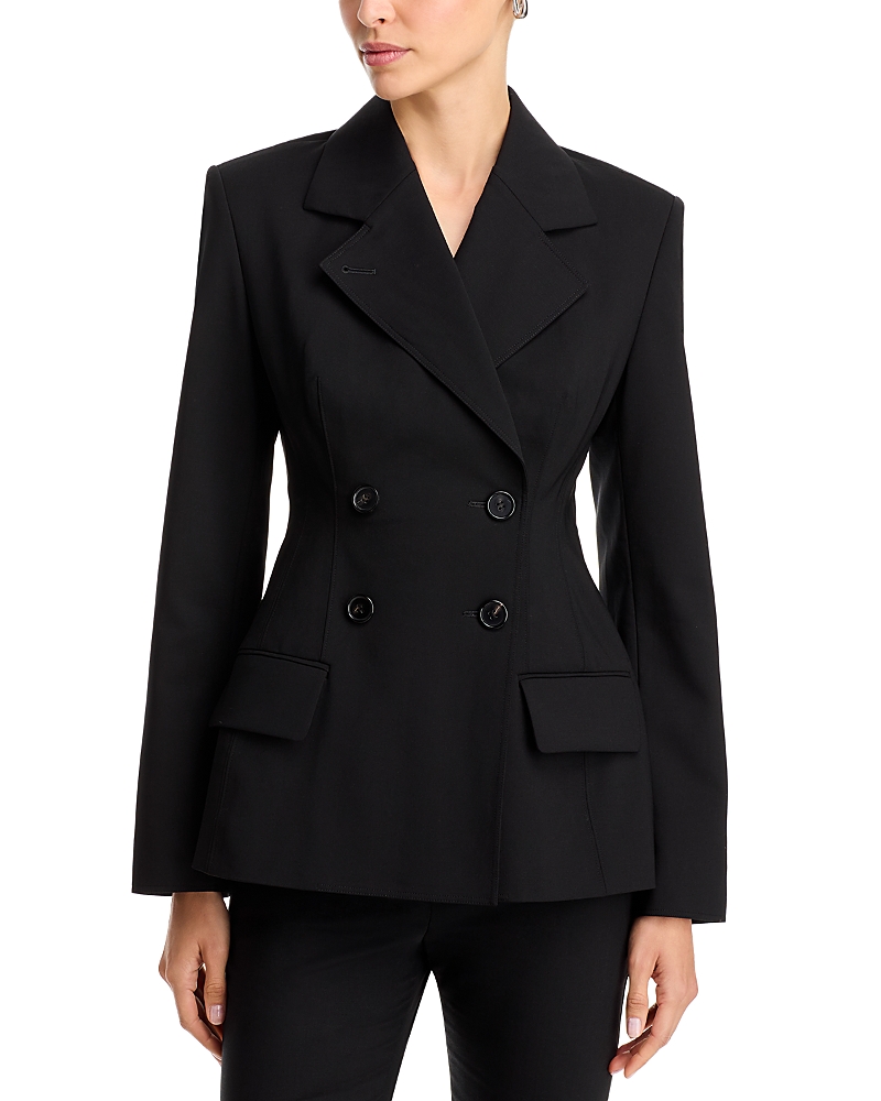 Co Double Breasted Wool Blazer In Black