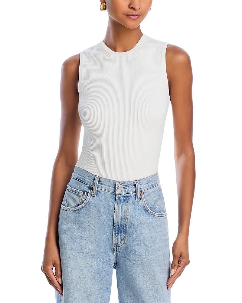 Veronica Beard Side Ribbed Sleeveless Pullover In Off White