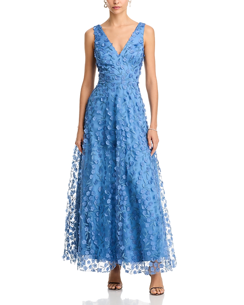 Eliza J 3D Flower V Neck Gown