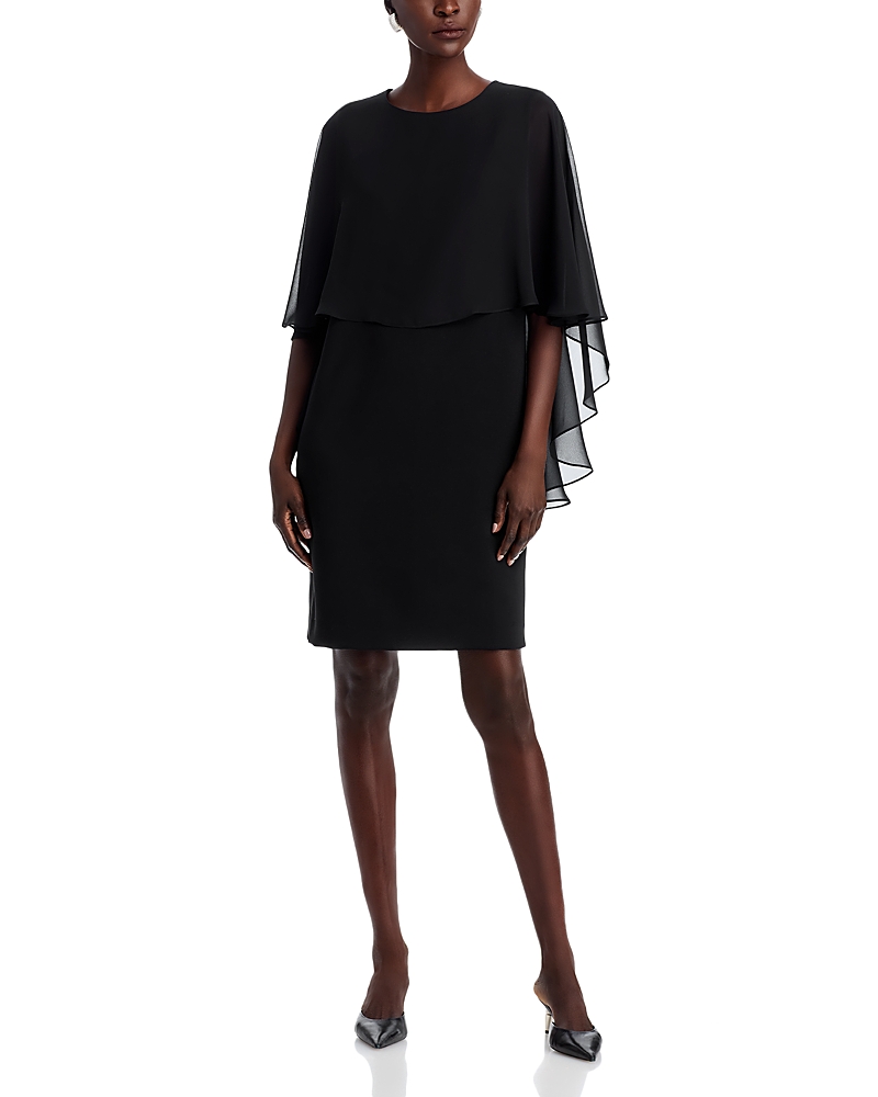 Shop Caroline Rose Capelet Dress In Black