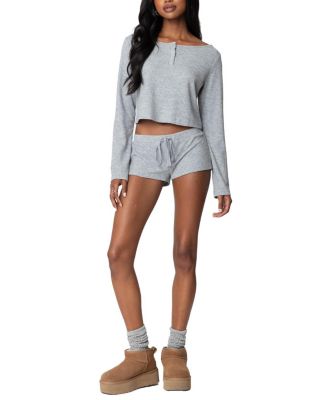 Teddy Cropped Waffle Top