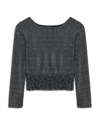 Truce - Girls' Metallic Knit Fringe Top - Big Kid