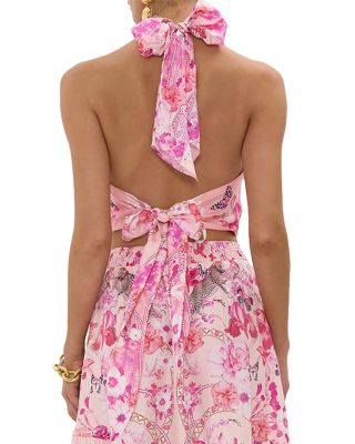 Silk Halter Top in Botanical Novella