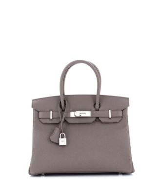 Pre-Owned Hermes Birkin 30 Handbag Grey Epsom with Palladium Hardware