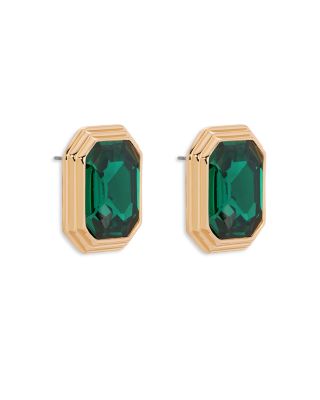 Color Stone Stud Earrings in 18K Gold Plated
