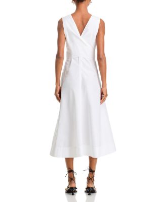 Sleeveless V Neck Belted Midi Dress