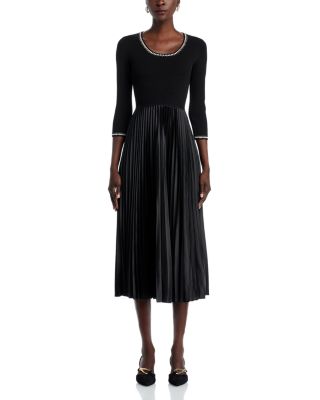 Mave 3/4 Sleeve Mixed Media Midi Dress