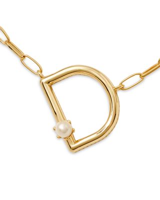 Cultured Freshwater Pearl Initial Pendant Necklace in 14K Gold Plated, 19" 