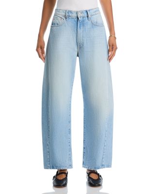 The Full Pipe Flood High Rise Barrel Jeans in Back Pedal