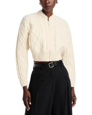 Frame Cropped Cable Knit Cardigan