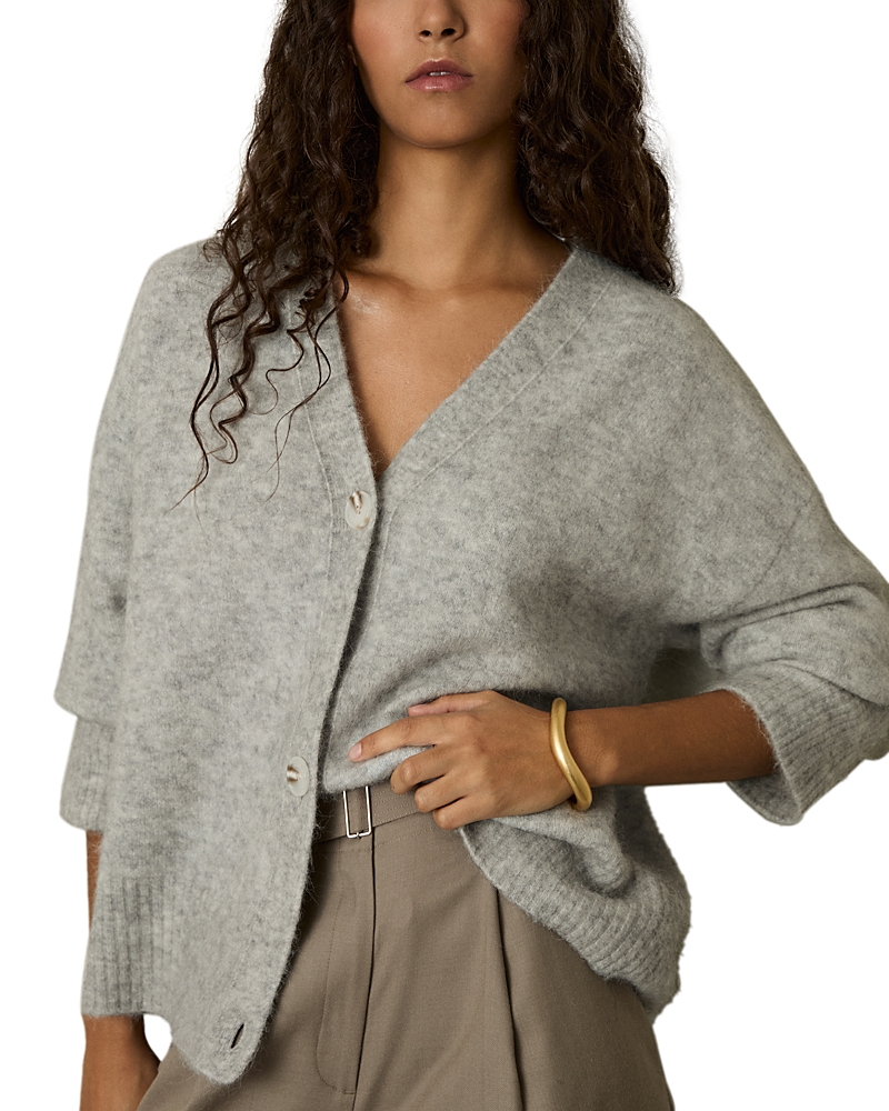 Reiss Grey Robyn Alpaca Wool-blend Brushed Cardigan In Grey