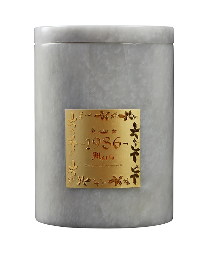 1986 Black Marble Marfa Candle, 30 Oz. In White Marble