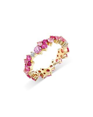 Sydney Evan - 14K Yellow Gold Wicked Pink Sapphire, Amethyst, & Diamond Glinda Ring