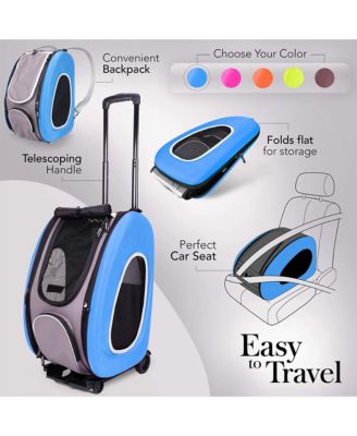  5-in-1 Pet Carrier with Backpack, Pet Carrier Stroller, Shoulder Strap, Carriers with Wheels for Dogs and Cats