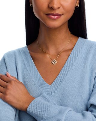 Diamond Clover Pendant Necklace in 14K Yellow Gold, 0.68 tcw