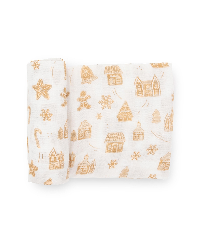 Little Unicorn Cotton Muslin Swaddle Blanket In Gingerbread Village