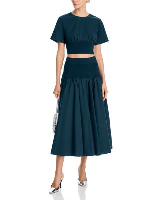 SIMKHAI - Adair Short Sleeve Crewneck Crop Top & Stella Maxi Skirt