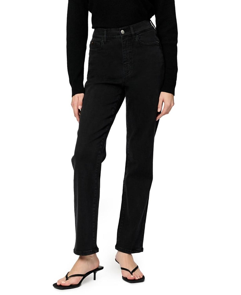 Warp & Weft Ase Stretch High Rise Straight Jean In Jet Black