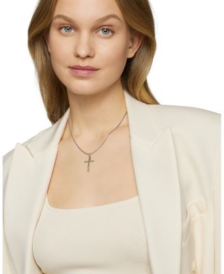 Sterling Silver & 18K Yellow Gold Crossover Cross Necklace, 17"