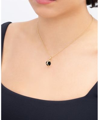 18K Yellow Gold Prisma Black Agate Small Pendant Necklace, 16-18"
