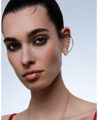 18K White & Yellow Gold Venetian Princess Rhodonite & Diamond Stud Earrings