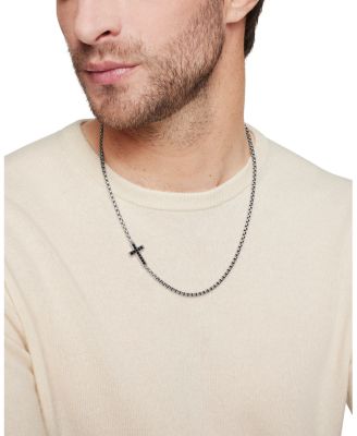 Men's Pav&eacute; Cross Necklace with Black Diamonds