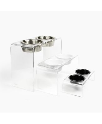 Tall Double Bowl Pet Feeder with Metal Bowls
