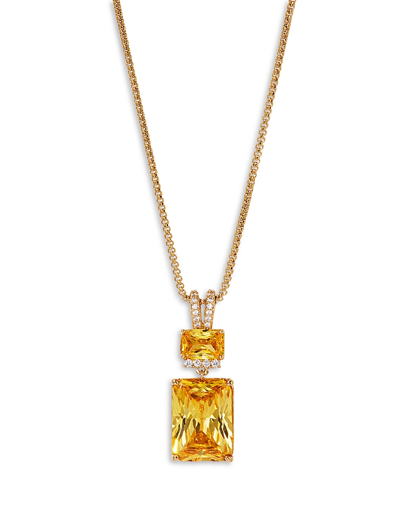NADRI MACARON CUBIC ZIRCONIA DOUBLE DROP PENDANT NECKLACE IN 18K GOLD PLATED, 16-18