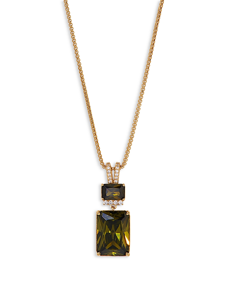 Nadri Macaron Cubic Zirconia Double Drop Pendant Necklace In 18k Gold Plated, 16-18 In Gold/green
