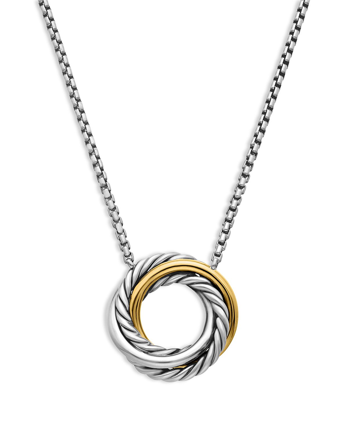 David Yurman Sterling Silver & 18K Yellow Gold Crossover Mini Pendant Necklace