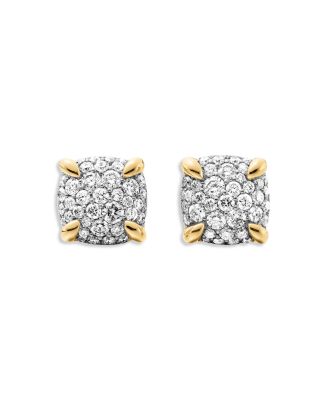 David Yurman - Chatelaine&reg; Stud Earrings in 18K Yellow Gold with Pav&eacute; Diamonds, 8mm