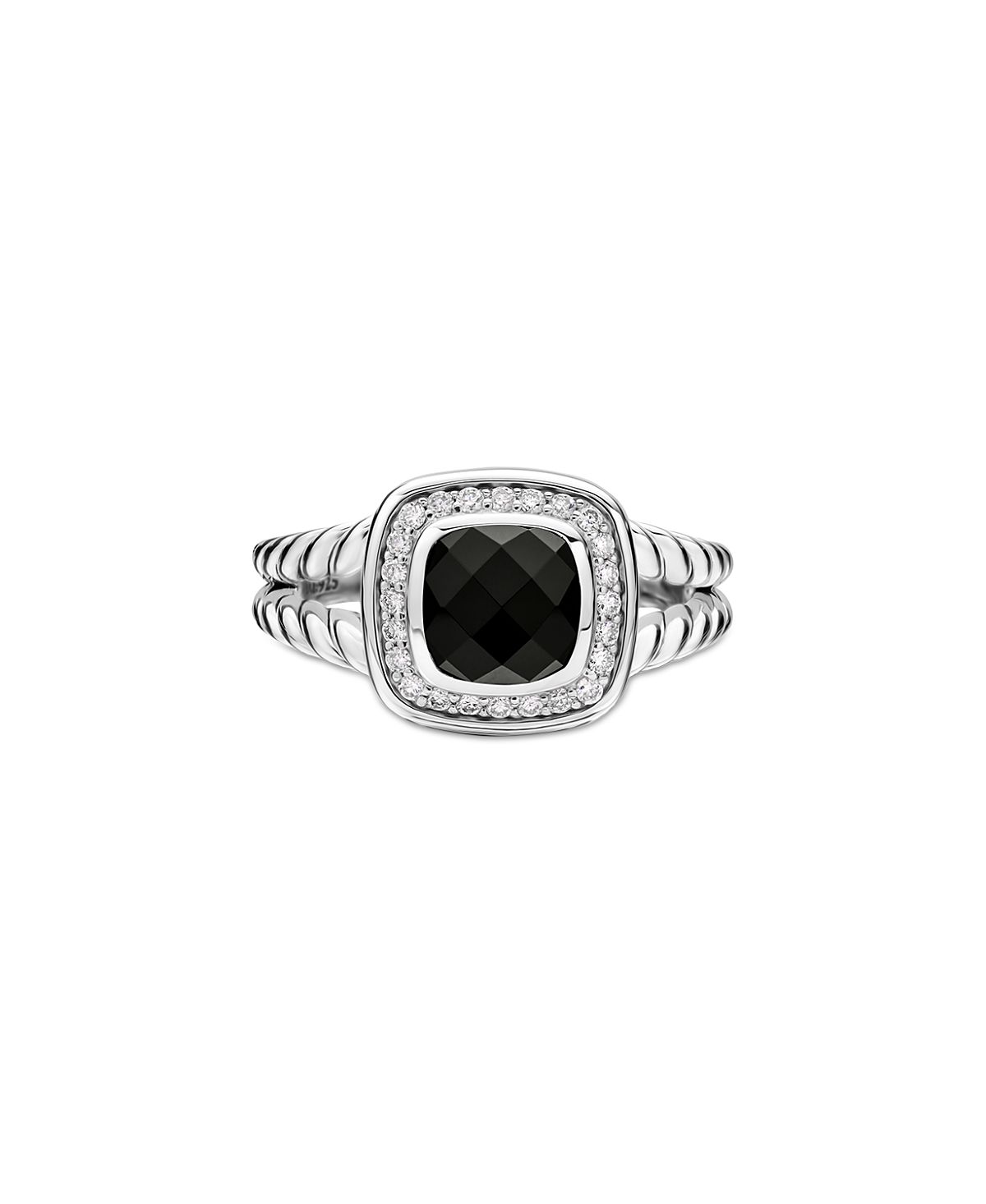David Yurman Petite Albion Ring with Black Onyx & Diamonds
