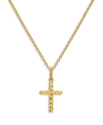 Cable Collectibles Cross Necklace with Diamonds in 18K Gold