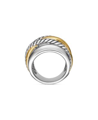 Crossover Wide Ring with 14K Gold
