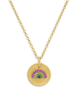 Cable Collectibles Rainbow Necklace with Pink Sapphire, Yellow Sapphire & Tsavorite in 18K Gold